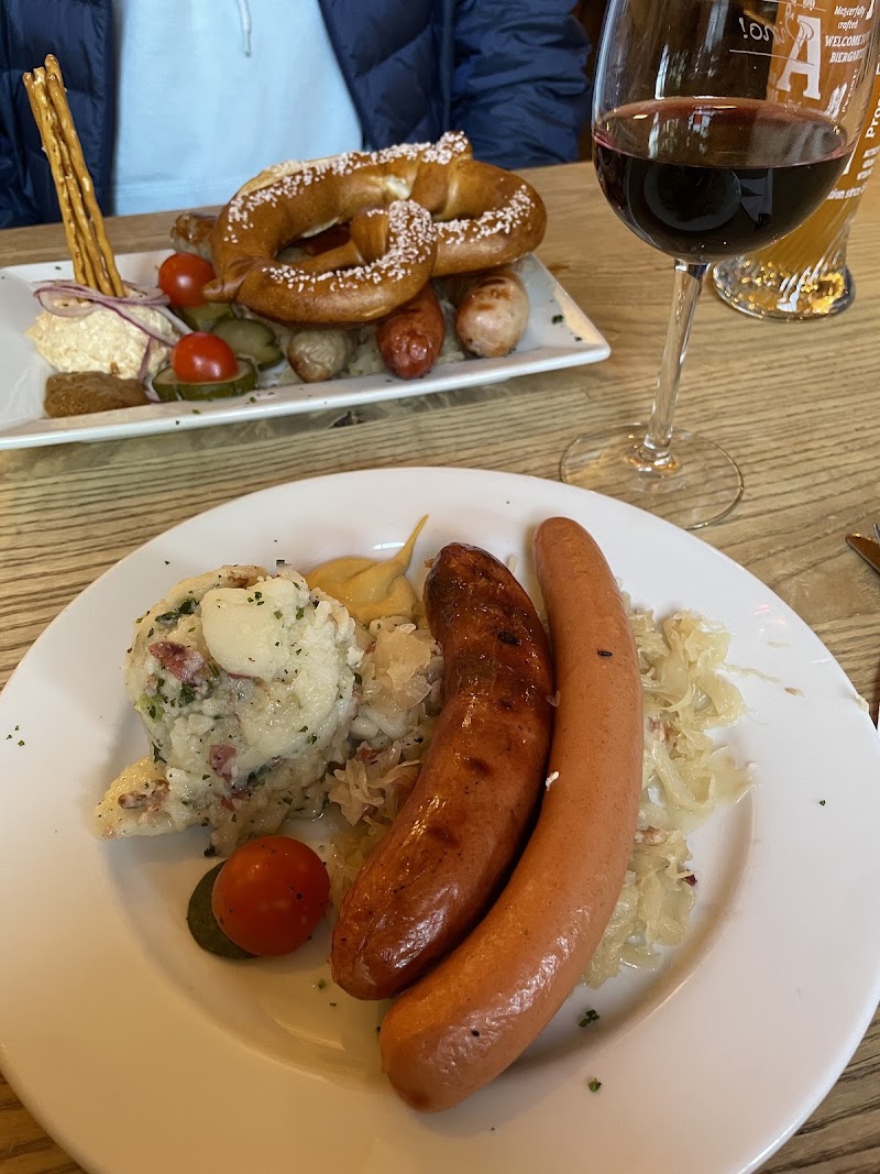 Brats, sauerkraut, pretzel plate