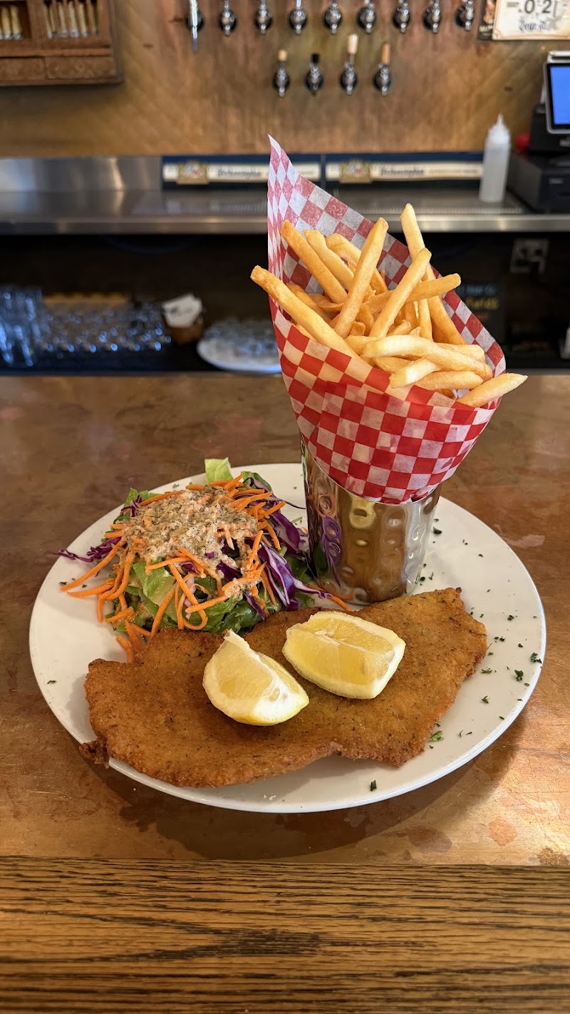 Golden schnitzel, crispy fries