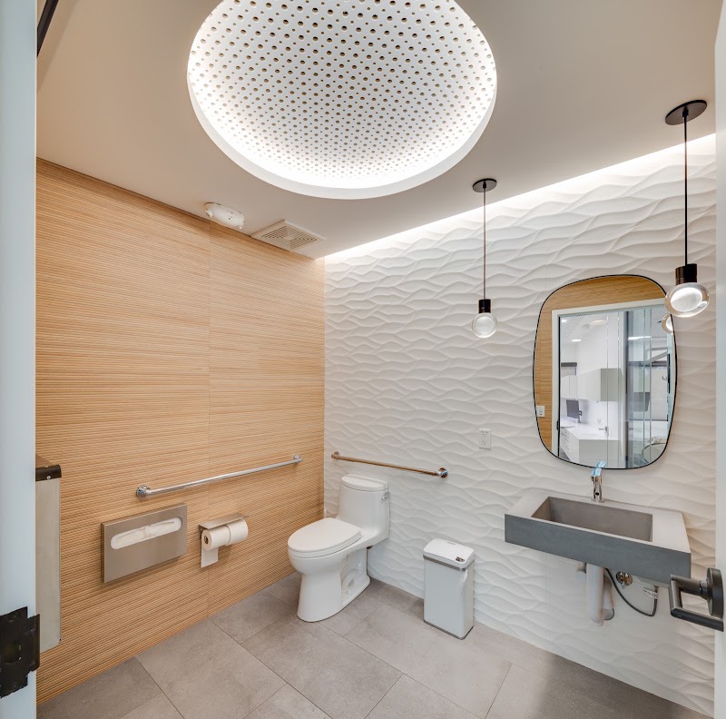 Clean, thoughtfully designed restroom