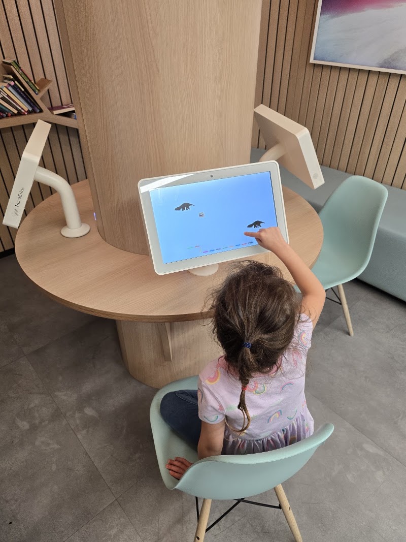 Interactive games in waiting area