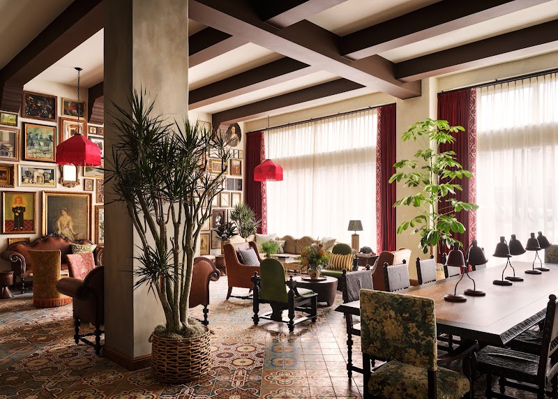 Art-filled lounge, open light