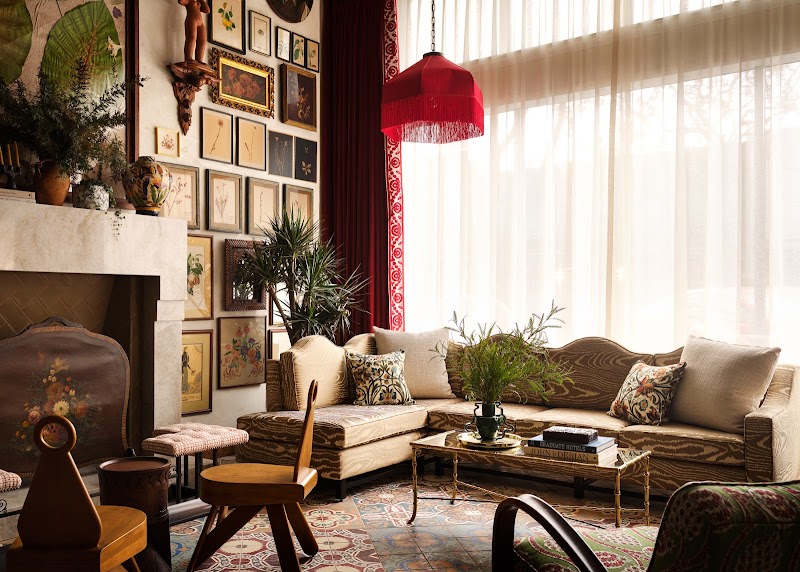 Curated lounge, gallery wall