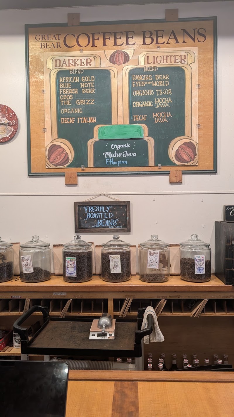 Freshly roasted beans display