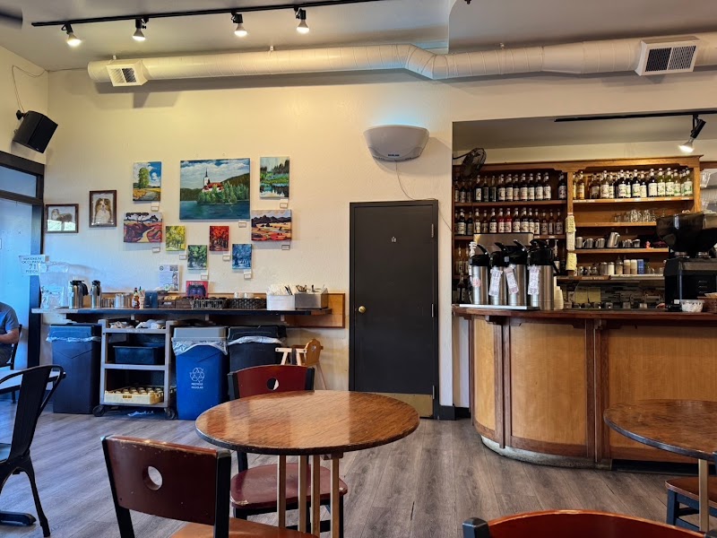 Warm neighborhood café interior