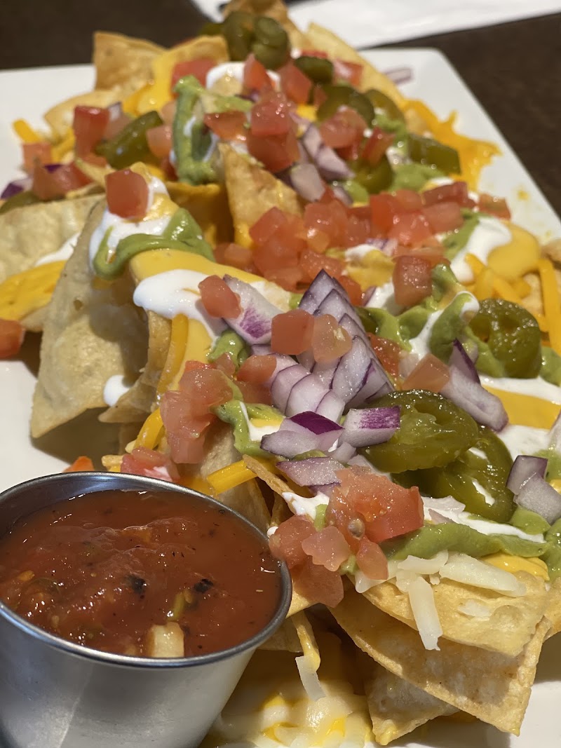 Loaded nachos, salsa side