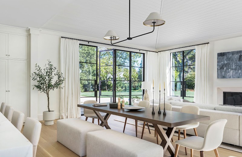 Elegant dining room, garden views