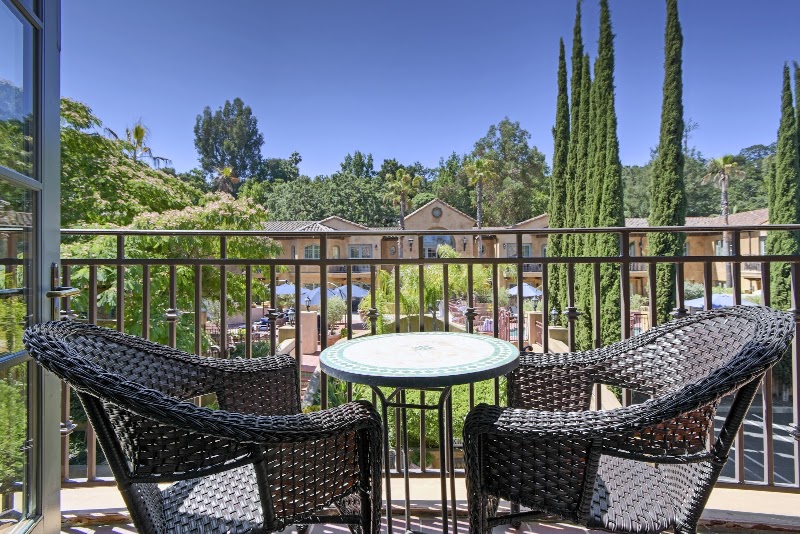 Sunny balcony courtyard views