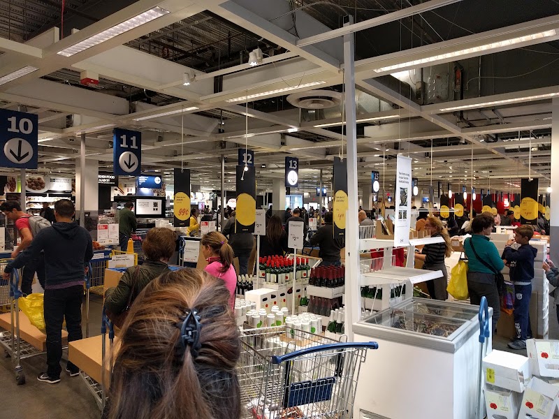 Busy marketplace checkout area