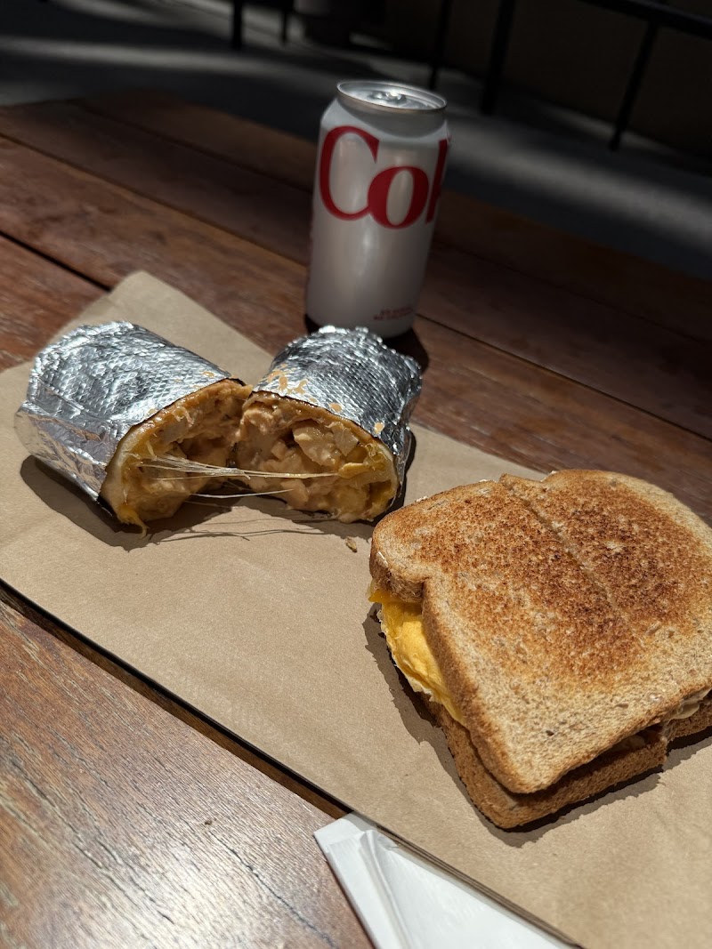 Burrito and egg sandwich