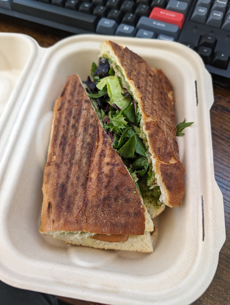 Pressed panini, fresh greens