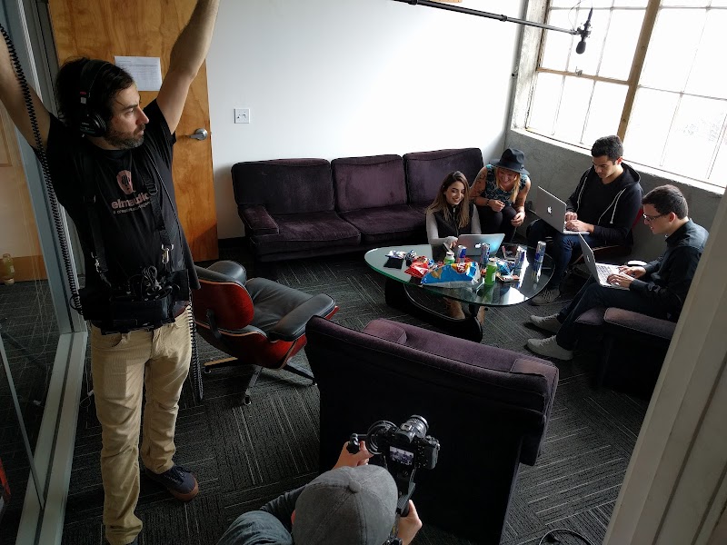 Behind-the-scenes team filming