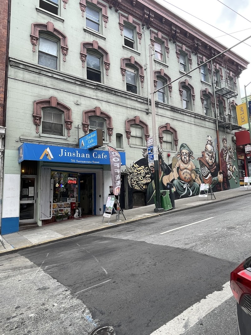 Café beside Chinatown mural