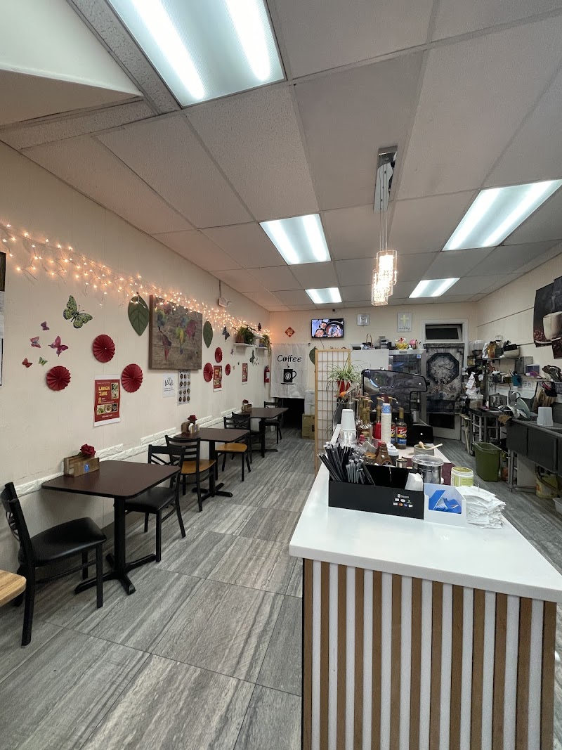 Cozy café interior seating