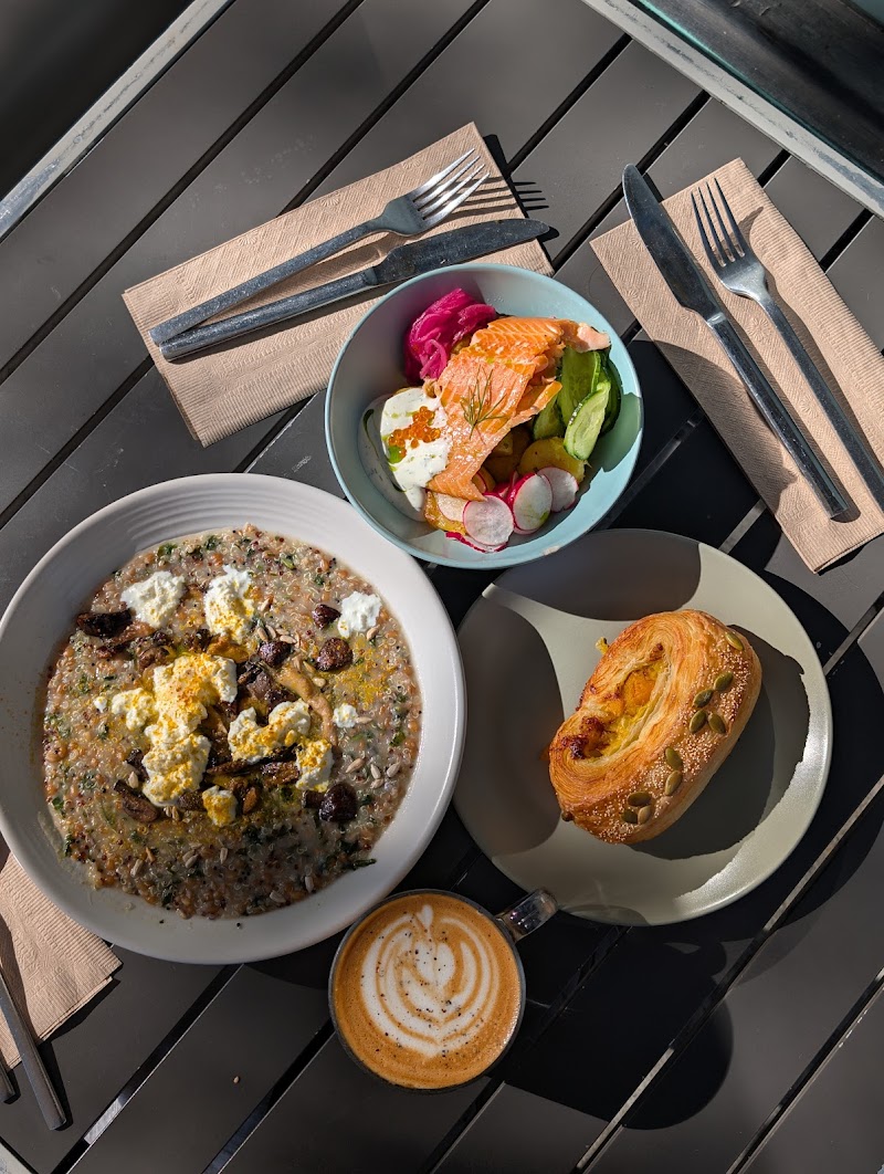 Scandinavian brunch spread outdoors