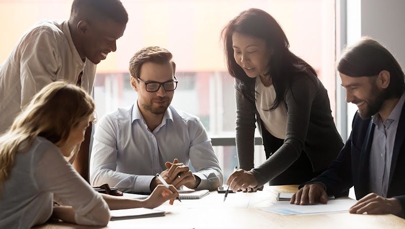 Team collaborating on client goals