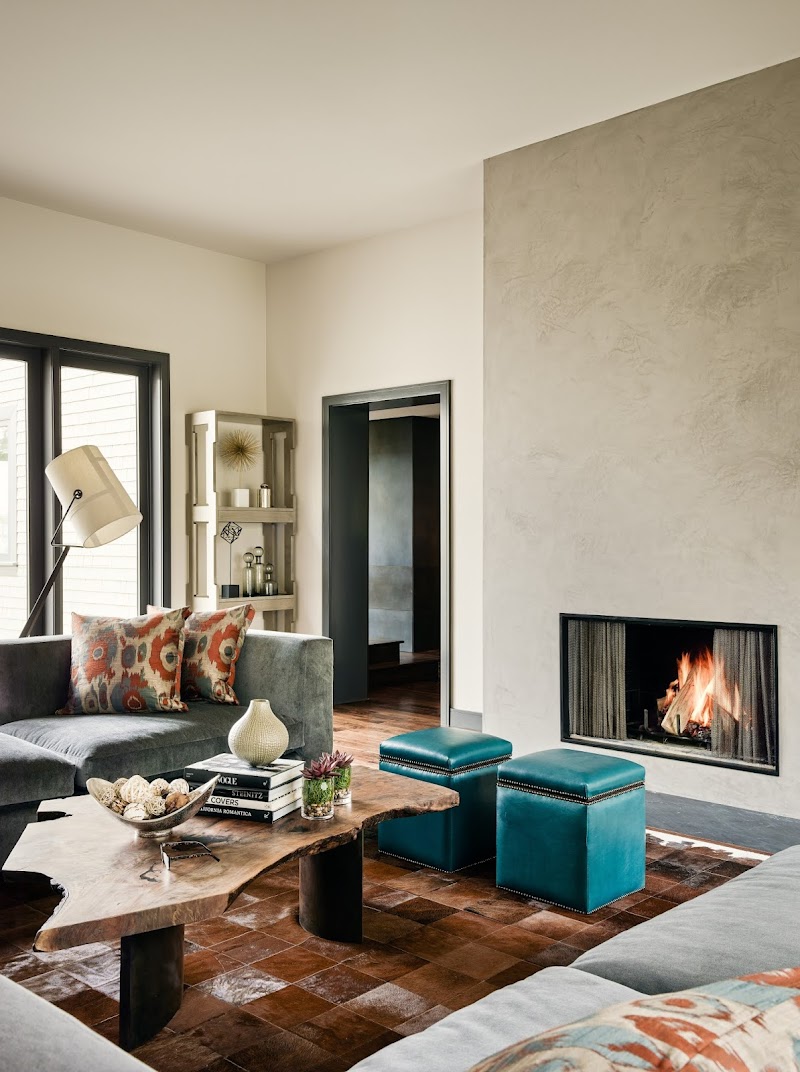 Warm fireside gathering space