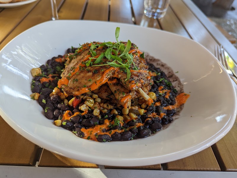 Grilled chicken over black beans
