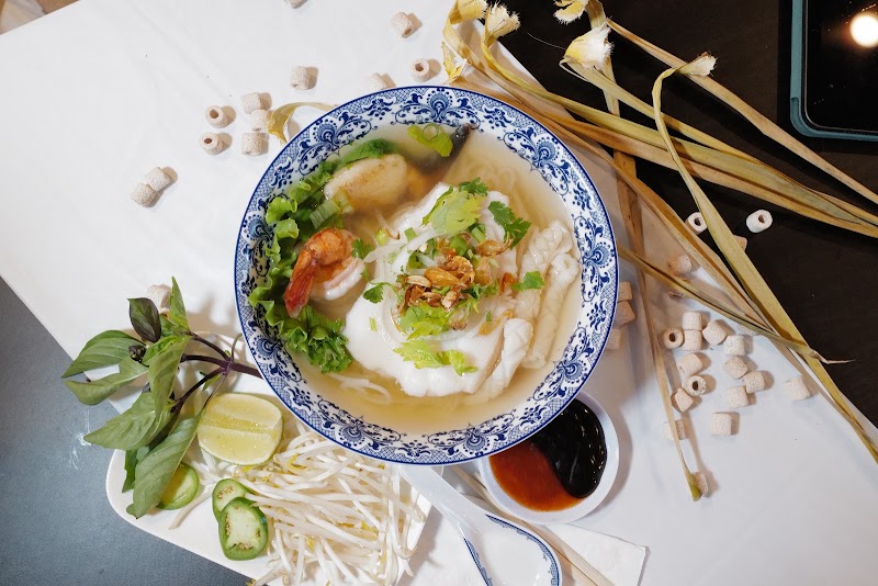 Seafood pho, beautifully presented