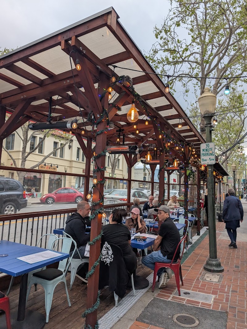 Covered patio, street-side dining