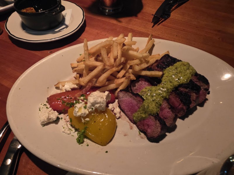 Flank steak, chimichurri, fries