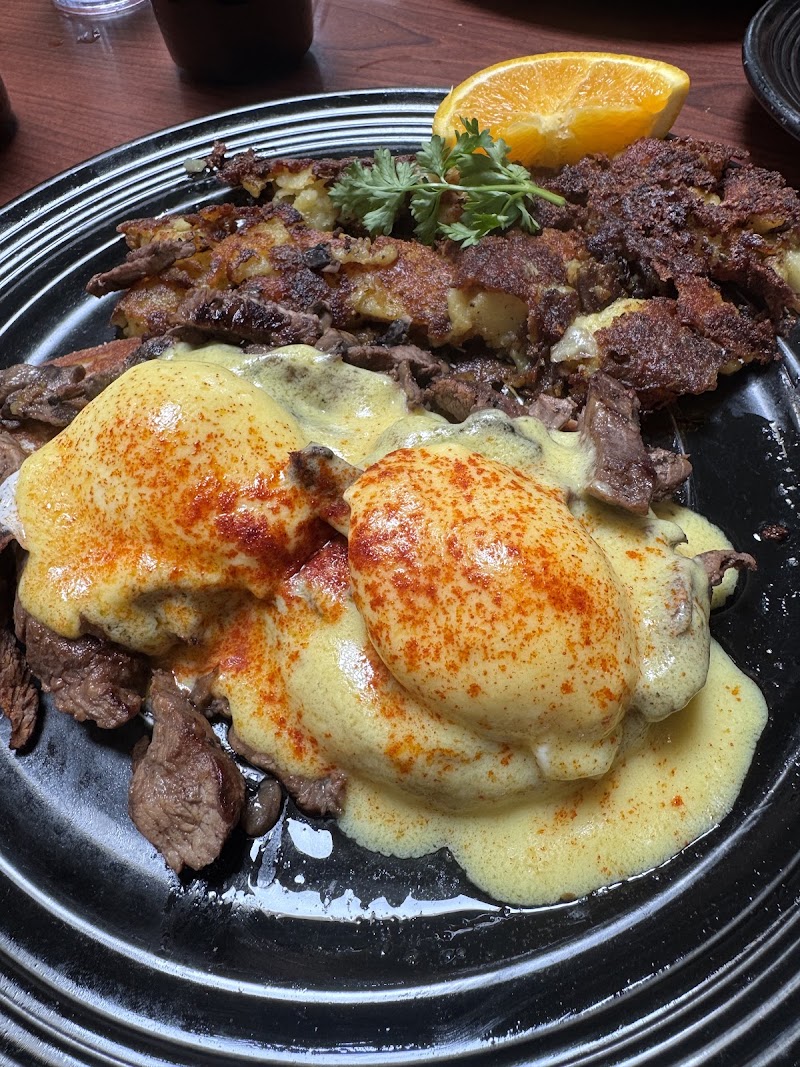 Rich hollandaise beef Benedict