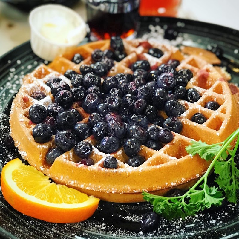 Fresh blueberry waffle plate