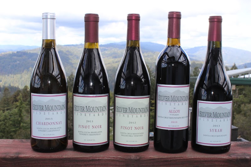 Wine bottles, mountain views