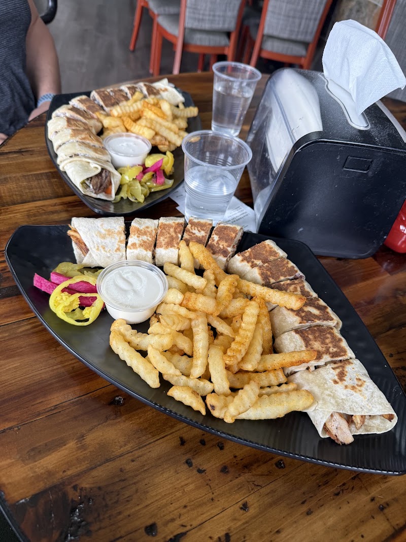Crispy shawerma wraps and fries