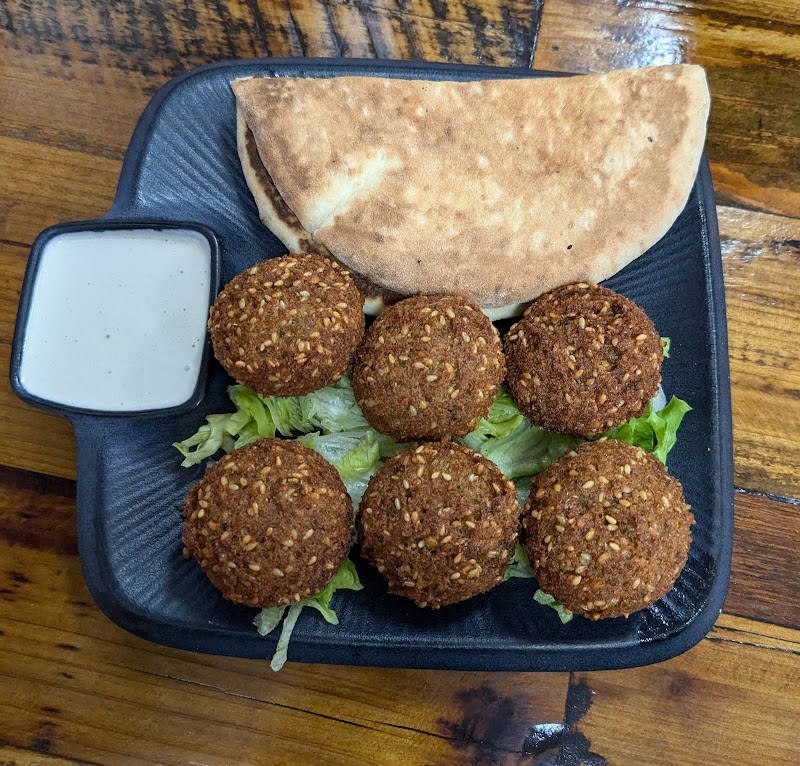 Golden falafel balls served