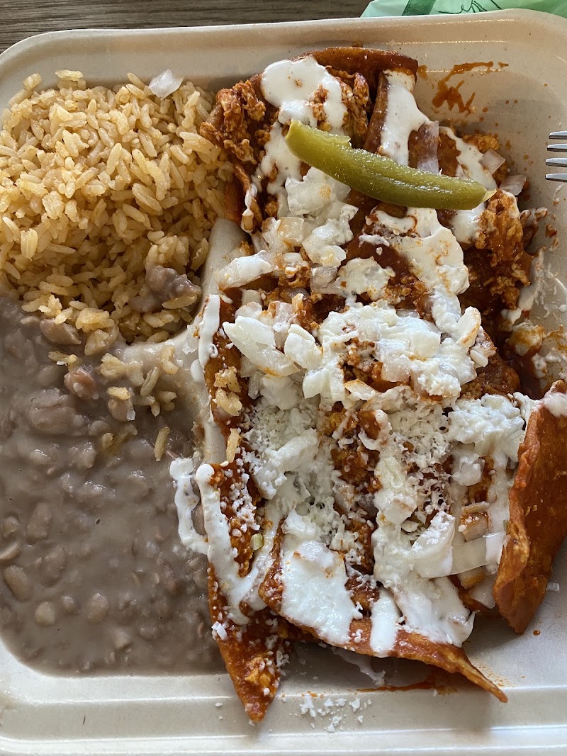 Enchiladas with rice and beans