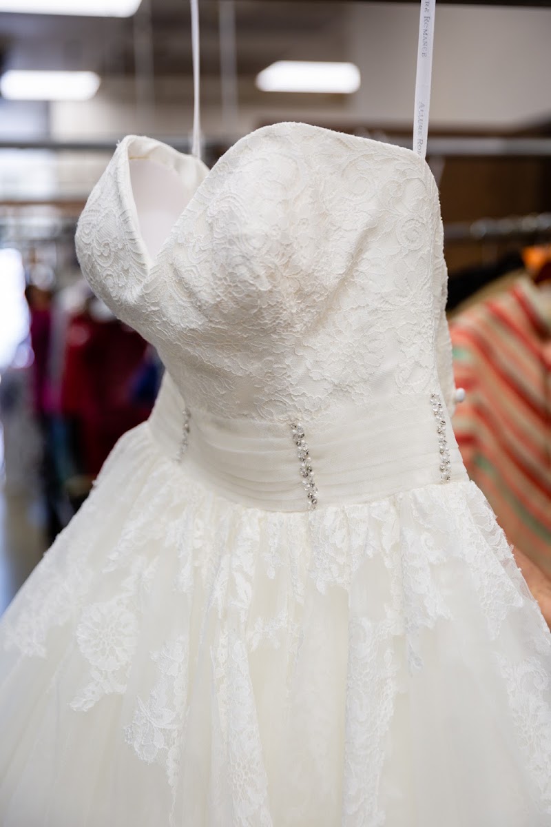 Pristine wedding gown on display