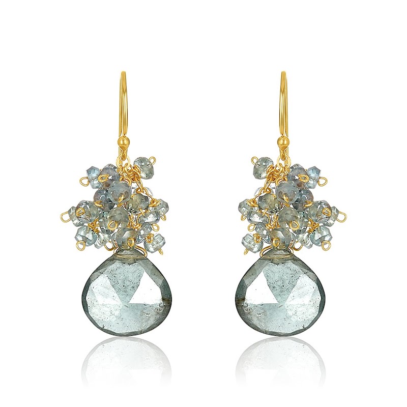 Aquamarine cluster drop earrings