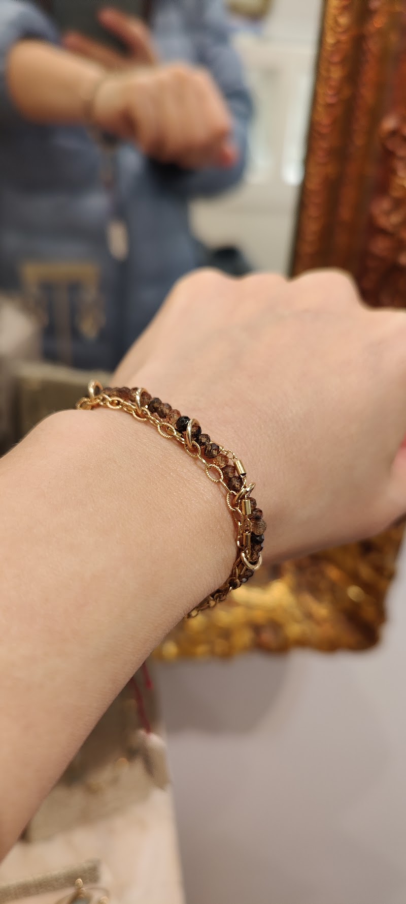 Layered gemstone gold bracelets