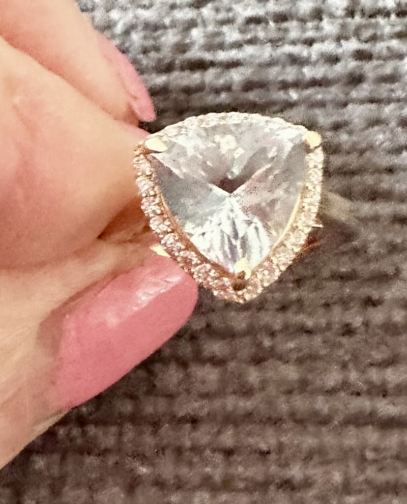 Shield-cut crystal statement ring