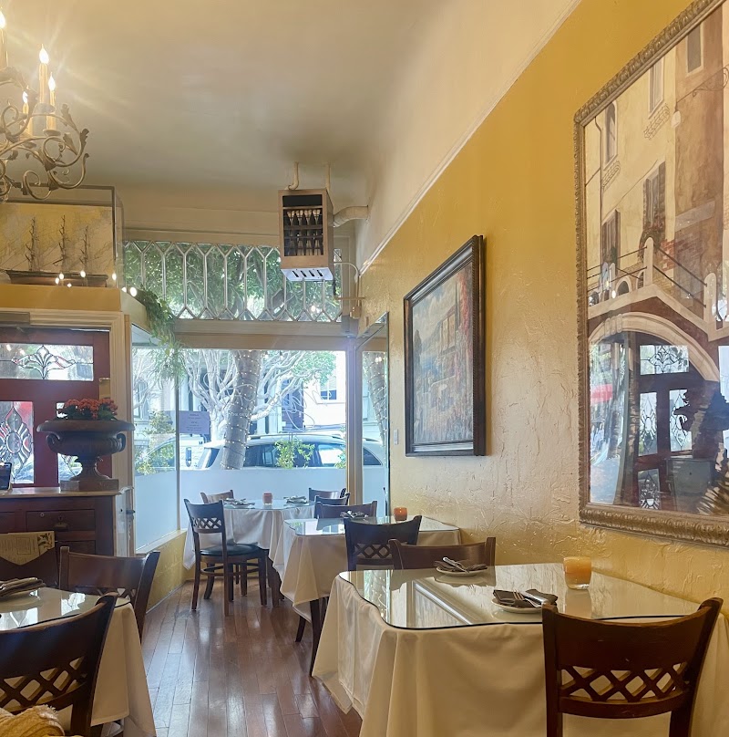 Warm, intimate dining room