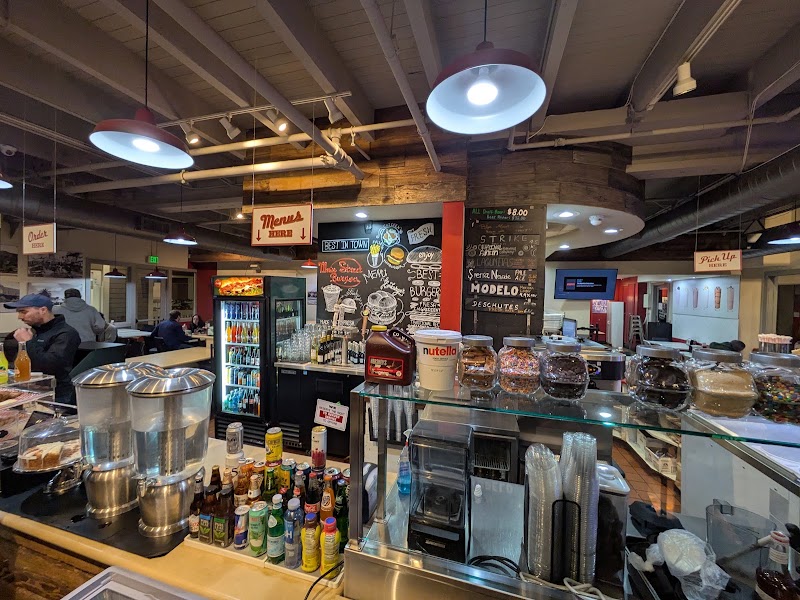 Lively counter, chalkboard menu