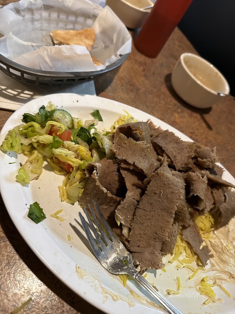Hearty gyro plate, pita bread