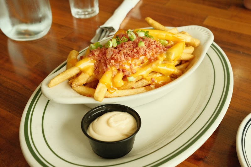 Loaded cheese fries, dipping sauce