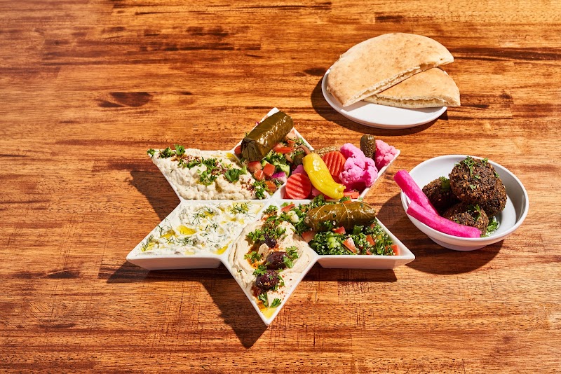 Fresh mezze spread, pita