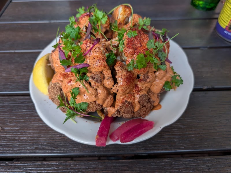 Roasted cauliflower, tangy sauce
