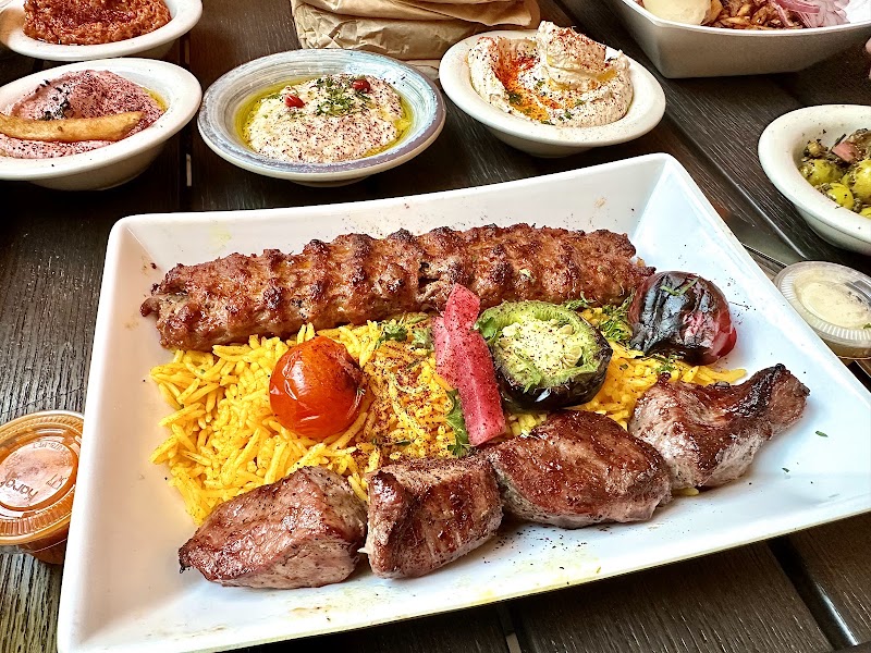Tender kebabs over saffron rice