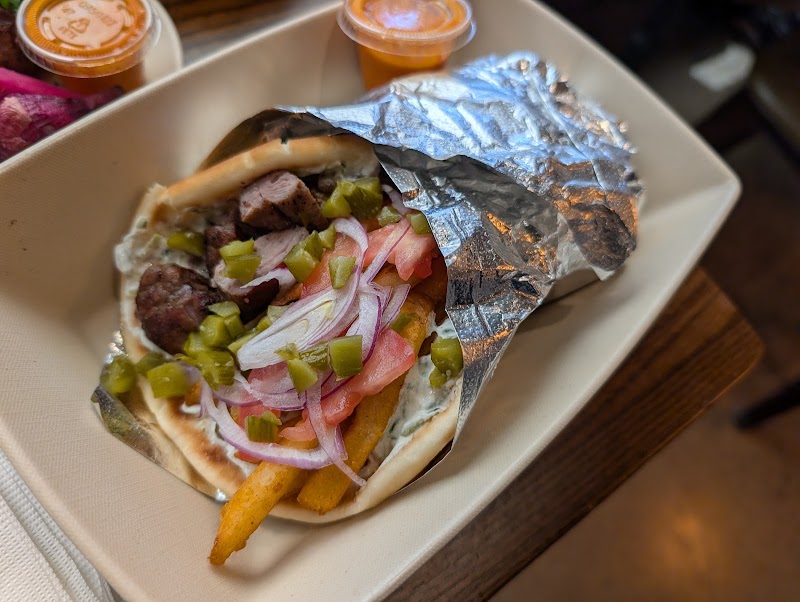 Loaded Mediterranean wrap, unwrapped