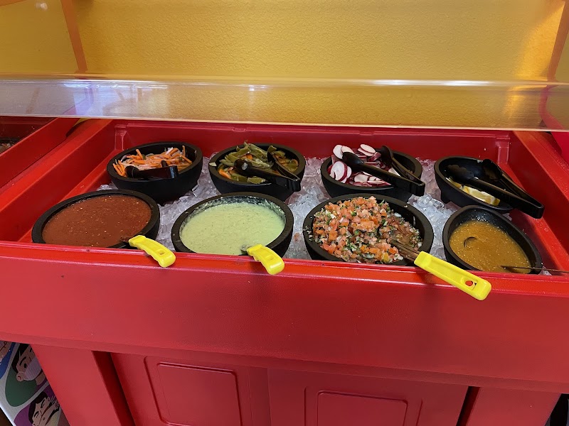 Vibrant salsa bar selection