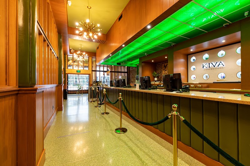 Warm lit dispensary counter