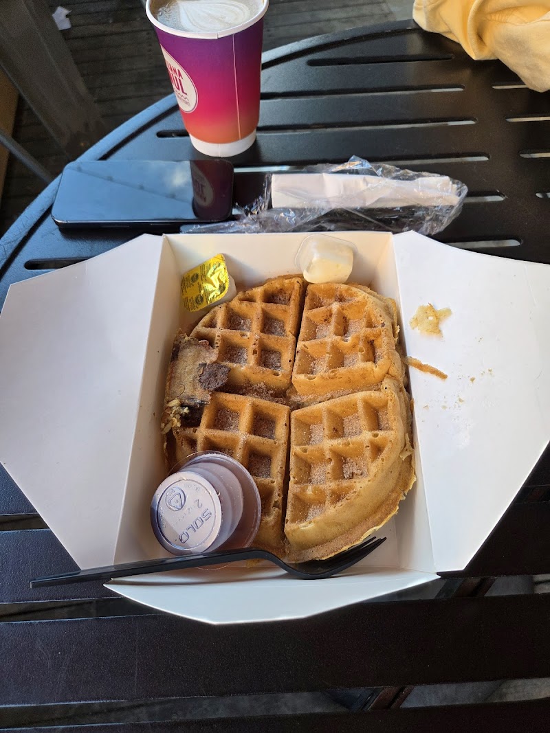 Waffles and coffee outside