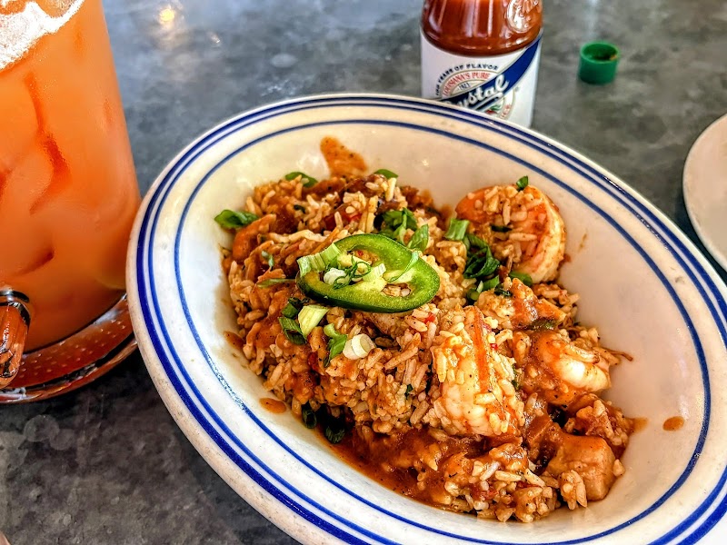 Hearty jambalaya with shrimp