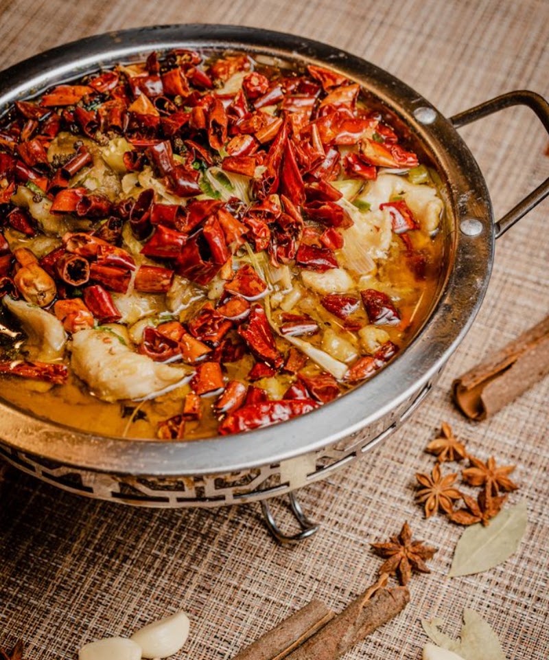 Boiled fish, dried chilies