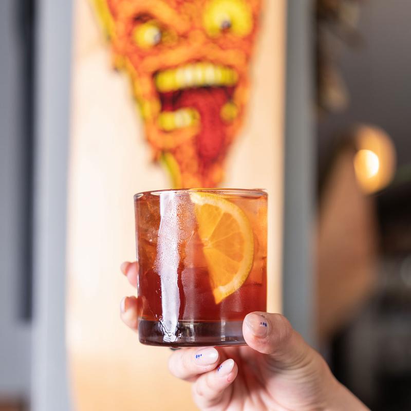 Craft cocktail, vibrant bar art