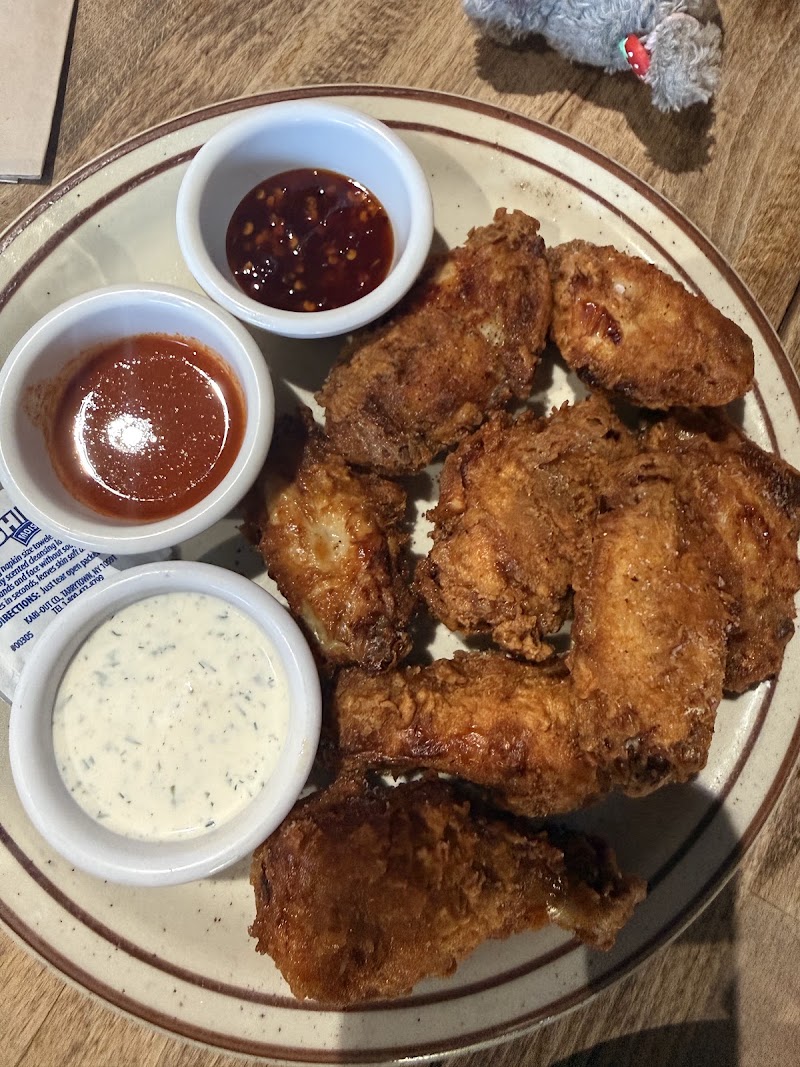 Crispy wings, three dipping sauces