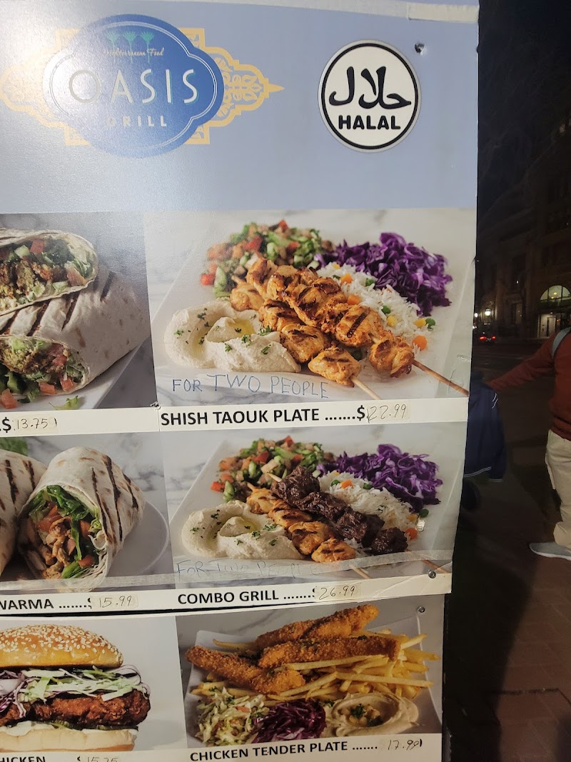 Halal menu, city sidewalk
